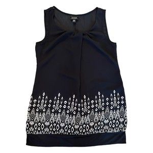 Nicole By Nicole Miller Aztec Print Black Blouse size S